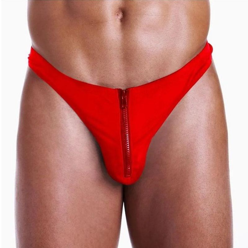 FUNDIES Unzip It Thong w/ rose petals - OS - RED