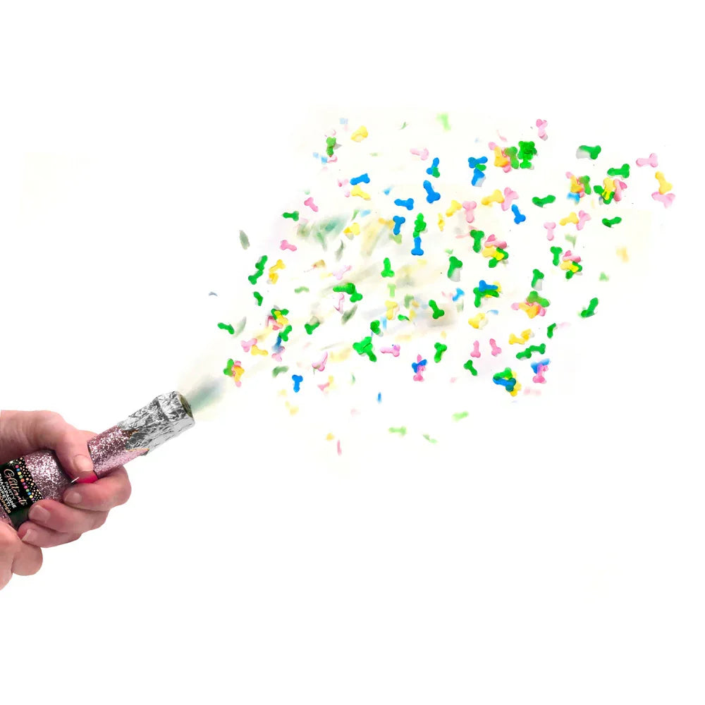 Glitterati Champagne Penis Confetti Party Poppers - single bottle