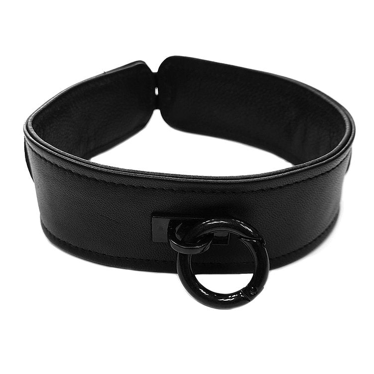 Leather Collar - Black with Black