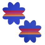 Vibrant Retro Stripes on Blue Petal Breast Pasties