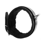 Leather Collar with Faux Fur Lining Black
