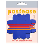 Vibrant Retro Stripes on Blue Petal Breast Pasties