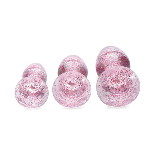 Adam & Eve Glitter Gem Butt Plug Set Pink