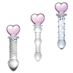 Hearts Of Pleasure - Glass Heart Anal Plugs & Dildo Trio