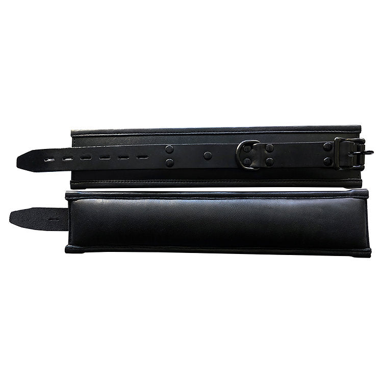 Leather Padded Wrist Cuffs - Black with Black