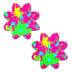 Neon Pink Graffiti Paint Splatter Petal Breast Pasties