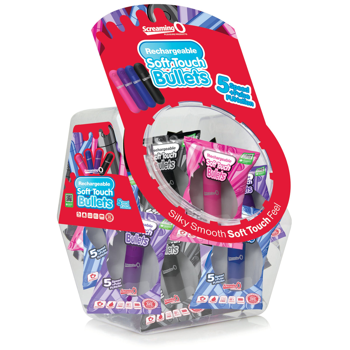 Screaming O Soft Touch Rechargeable Bullets in candy bowl - Assorted