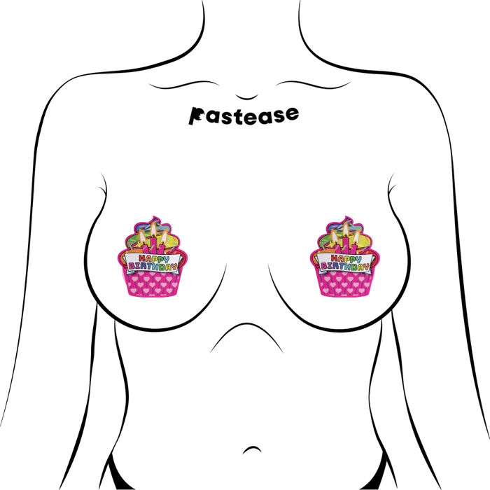 Happy Birthday Cupcake Pasties - Pink Multicolored