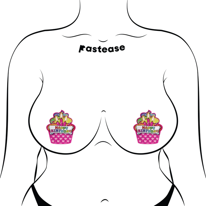 Happy Birthday Cupcake Pasties - Pink Multicolored