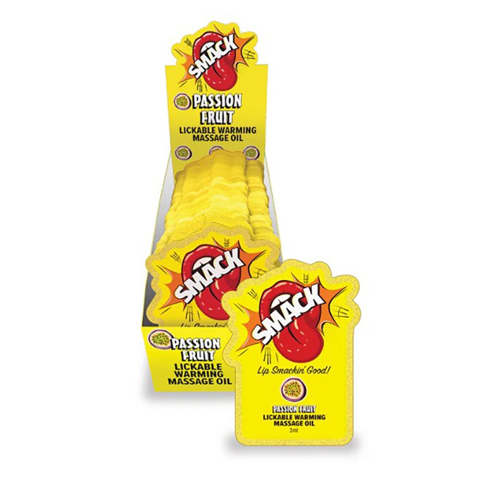 SMACK Warming & Lickable Massage Oil, Passion Fruit 3ML Pouch Display of 36 🏝️