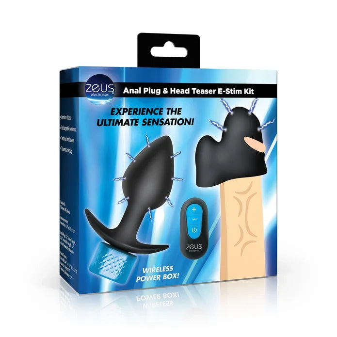 Anal Plug & Head Teaser E-Stim Kit w/ remote