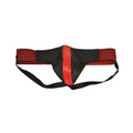 Leather Jock Strap With Stripe Black & Red Large