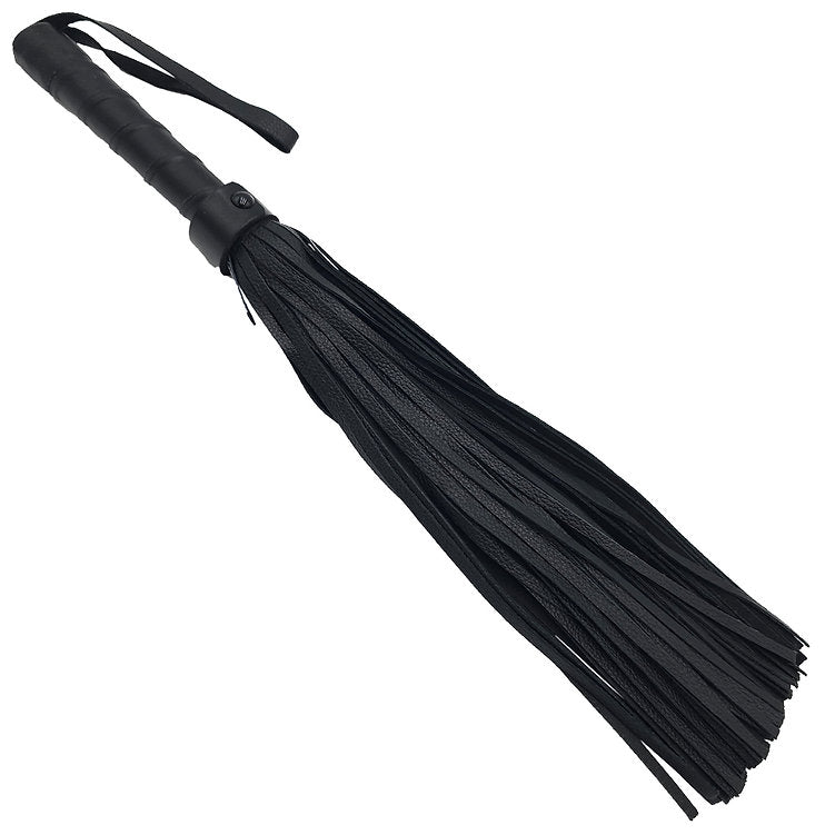 Leather Flogger - Black with Black