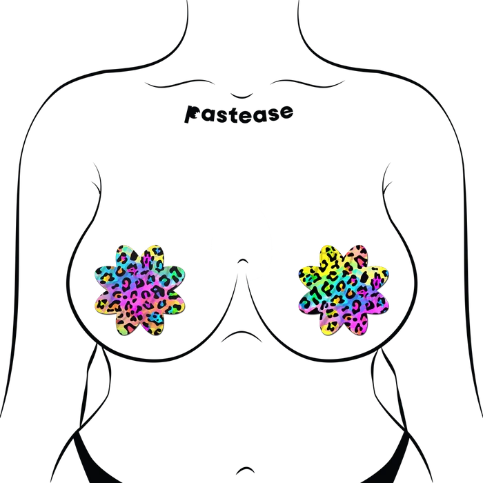 Rainbow Cheetah Leopard Print Petal Breast Pasties