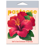 Tropical Vibrant Red Hawaiian Hibiscus Botanical Flower Breast Pasties