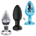 Venture Collection (Small) - Deluxe Anal Plug Set – Vibrating Silicone, Glass & Metal