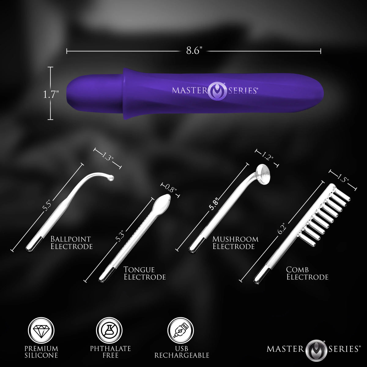 Elektrawand Rechargeable Violet Wand with Attachments - Purple