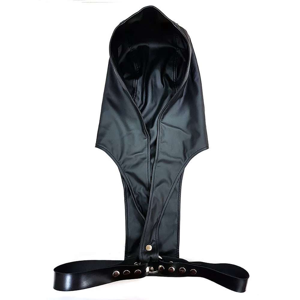 Faux Leather Hoody Harness With Leather Strap - One Size