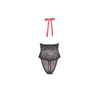 V PLUNGE LACE & MESH TEDDY
