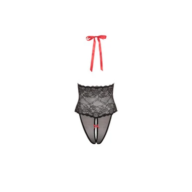 V PLUNGE LACE & MESH TEDDY