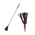 Leather Riding Crop With Wooden Handle Black