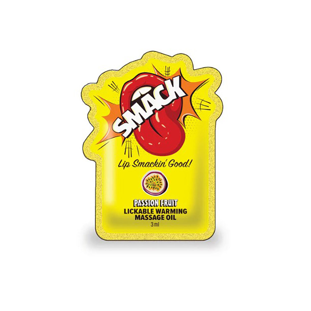 SMACK Warming & Lickable Massage Oil, Passion Fruit 3ML Pouch Display of 36 🏝️