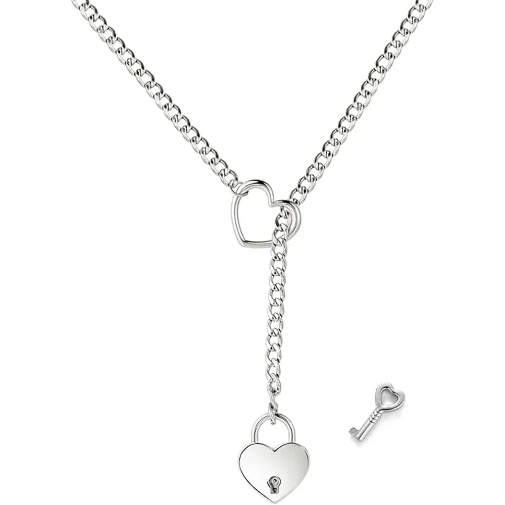 Heart & Lock O-Ring Slip Chain - Silver | AfterTouch Toys