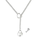 HEART & LOCK-O-RING SLIP CHAIN - Silver