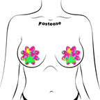 Neon Pink Graffiti Paint Splatter Petal Breast Pasties