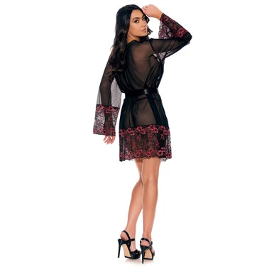 LACE TRIM SHEER ROBE