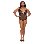CROTCHLESS MESH TEDDY BLACK PLUS SIZE