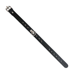 Leather Thin O-Ring Studded Collar with Detachable O-Ring Black