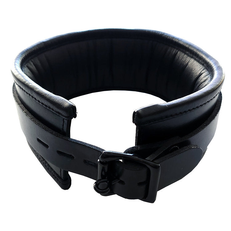 Leather Padded Collar - Black with Black