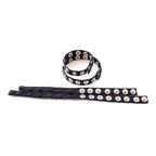 Leather Double Multi Snap Cock Strap / Silver Snap Buttons