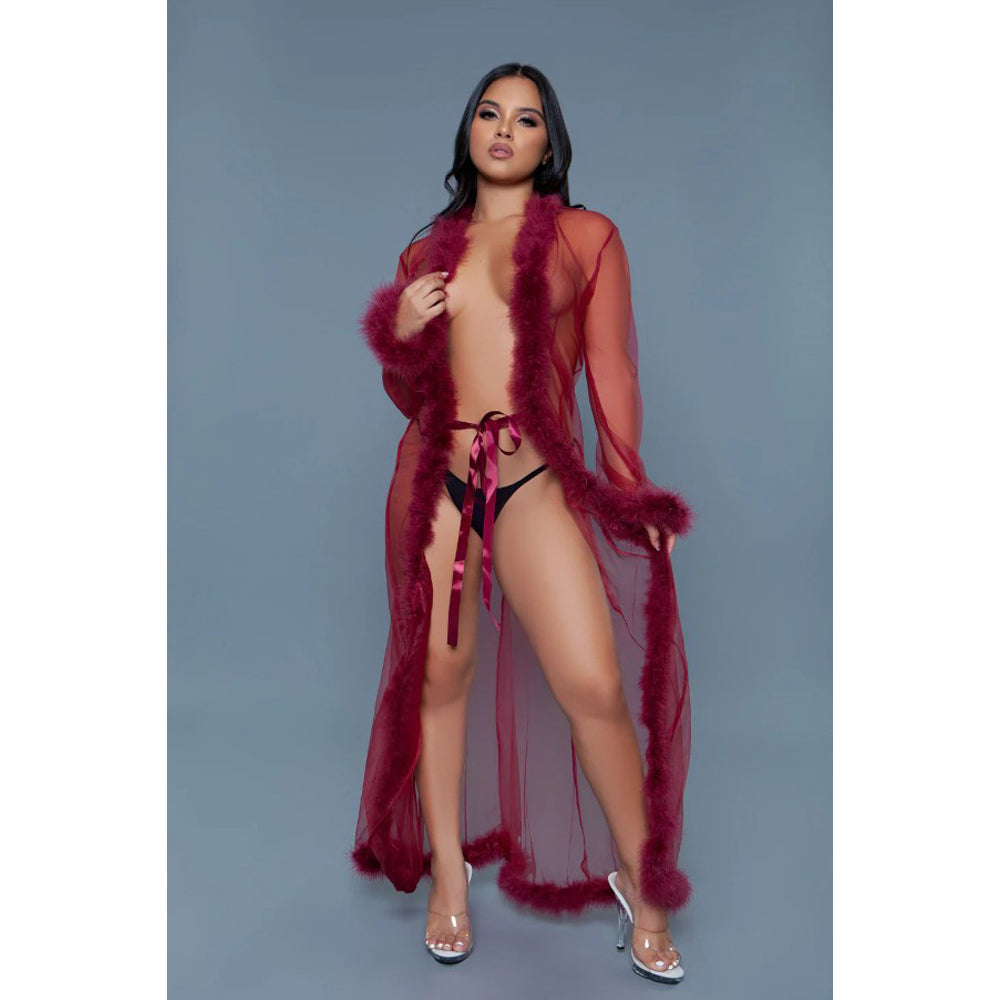 Marabou Robe - Maroon