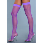 Nylon Fishnet Thigh Highs - Purple