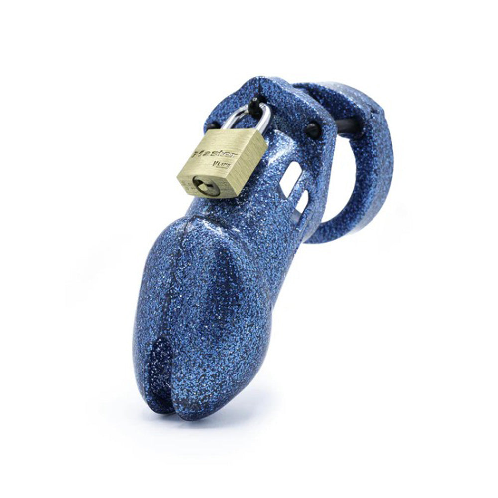 CB-6000 Cock Cage Chastity Kit - Blue Glitter