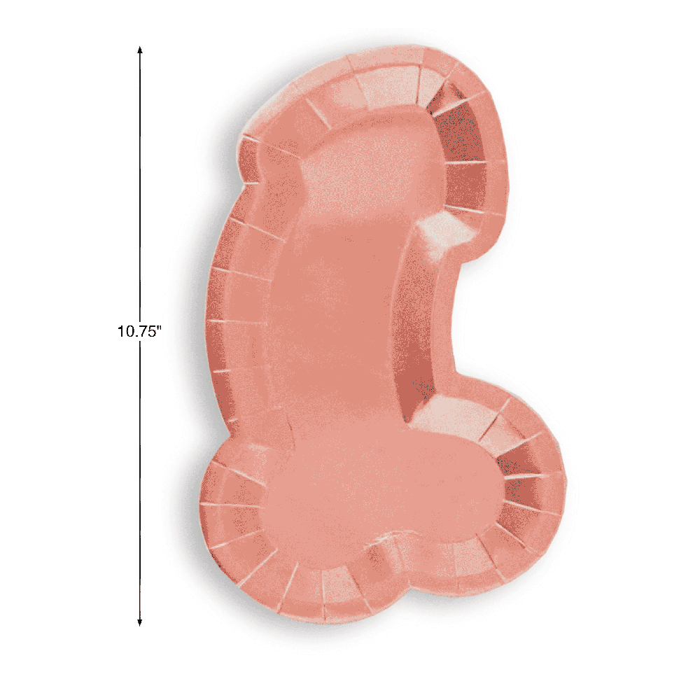 Glitterati Penis Shaped Rose Gold Plates - 8pc