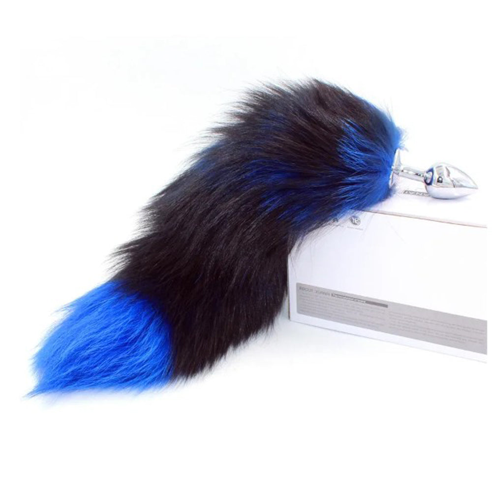 Real Fox Tail Plug - Small - Blue