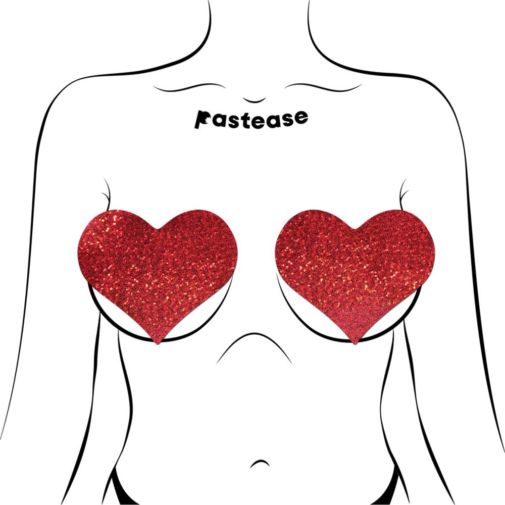 COVERAGE: Heart Glitter Red Full Breast Covers Support Tape XL