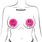 Neon Pink Melted Smiling Face Nipple Pasties