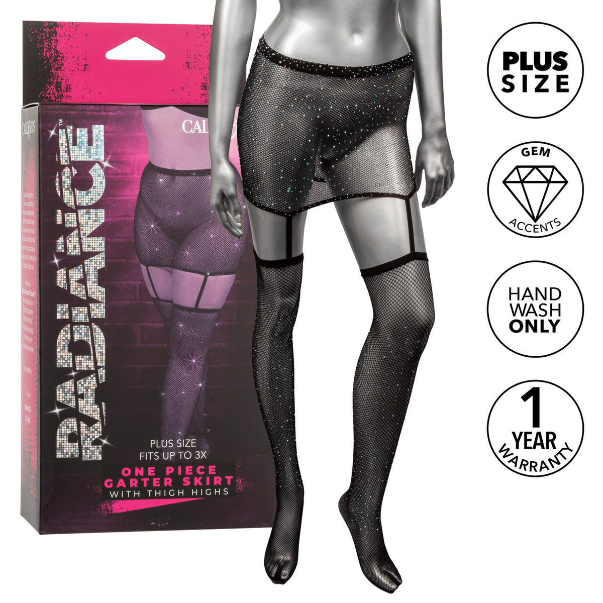 1pc Garter Skirt w Thigh Highs - Plus *