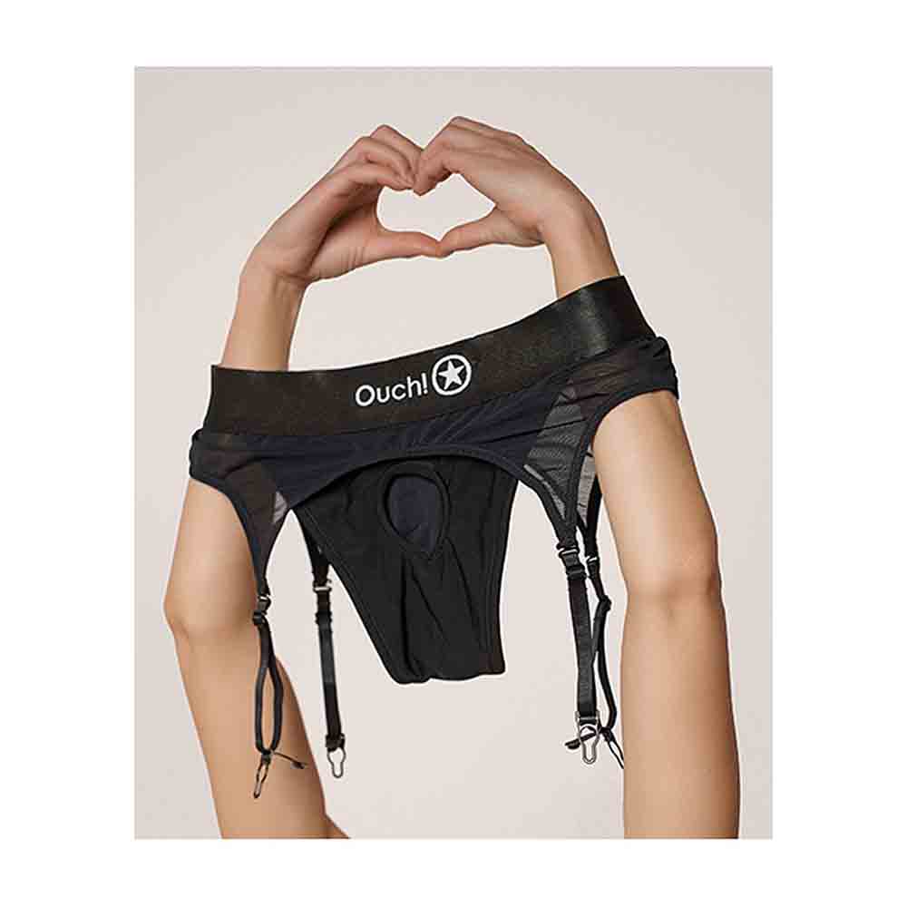 Vibrating Strap-on Thong w Garters XL/2X