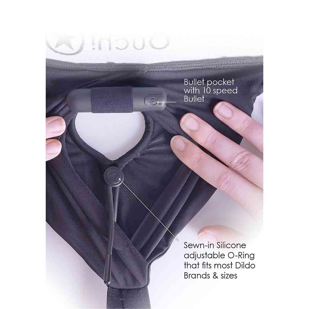 Vibrating Strap-on Thong w Garters XL/2X