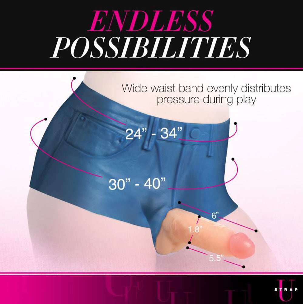 Booty Shorts 6" Dildo Silicone S/O Large