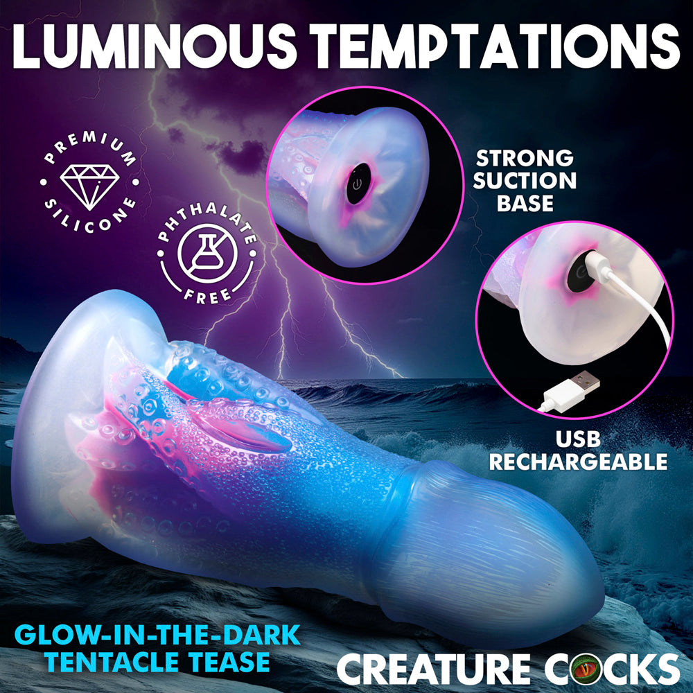 Cocktopus Deluxe Glow-in-the-Dark Vibrating Silicone Dildo w/ Remote
