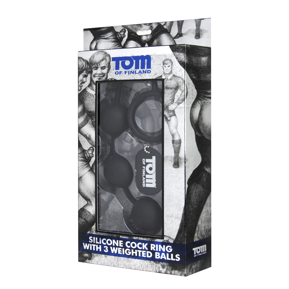 Tom of Finland Cock Ring w 3 heavy balls