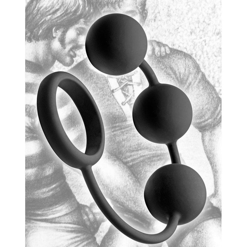 Tom of Finland Cock Ring w 3 heavy balls