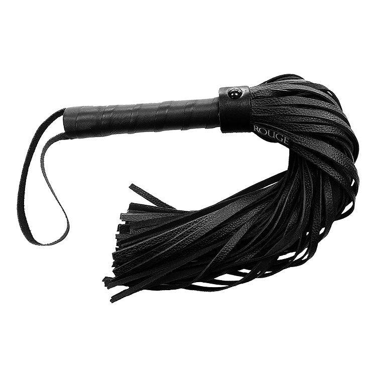 Leather Flogger - Black with Black