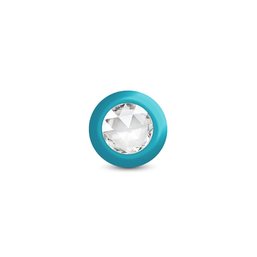TEAL Ombre - MEDIUM Cheeky Charms Eluxe Vibrating  Plug With Remote - Clear Gem